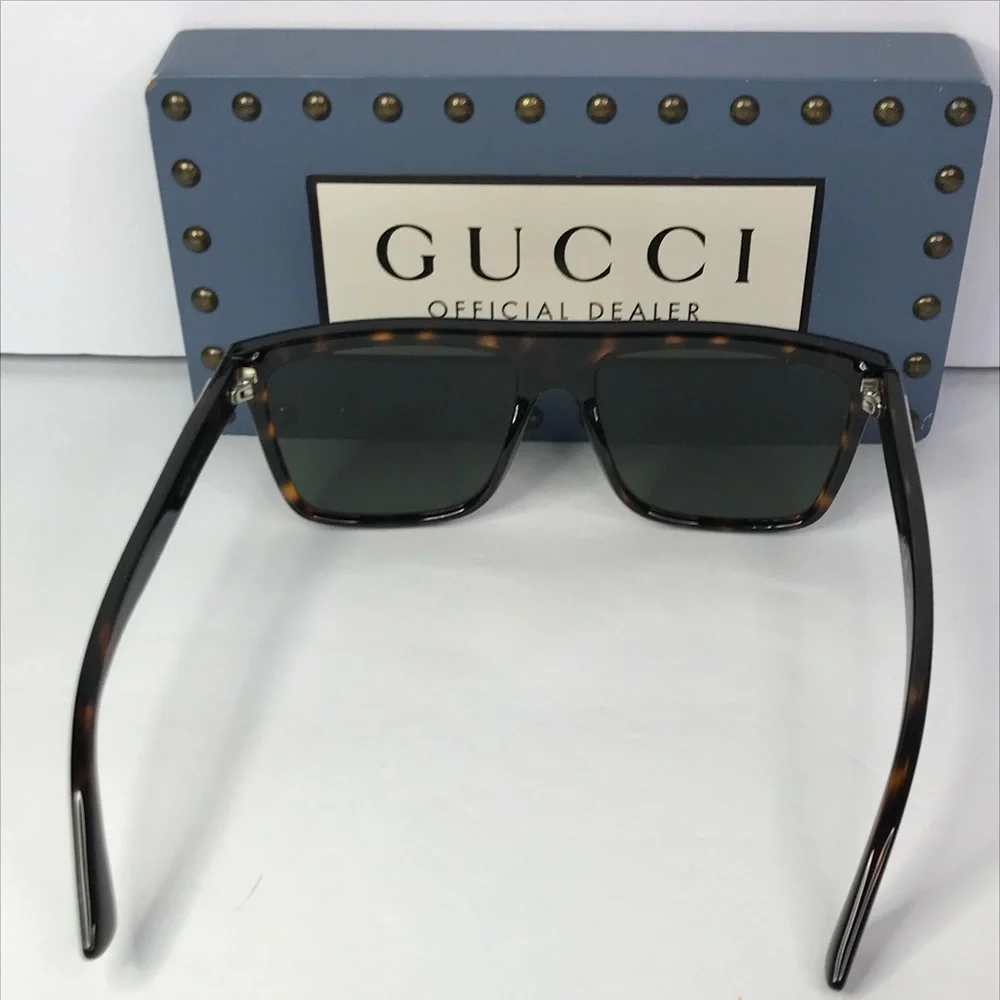 New Authentic GUCCI GG0748S 003 Tortoise Green Sunglasses
